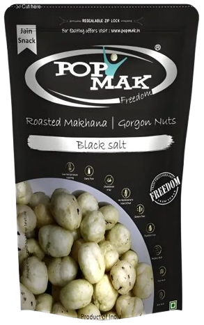 POPMAK Black Salt Freedom - 55 G | Guilt free, Healthy Snack | Fox Nuts | Roasted & Flavoured Makhana