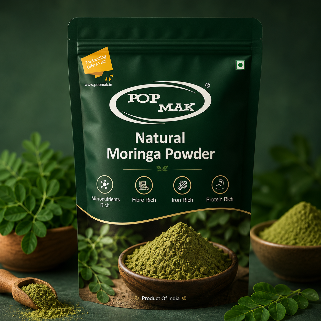 100% Natural Moringa Powder – Organic Superfood (200g)