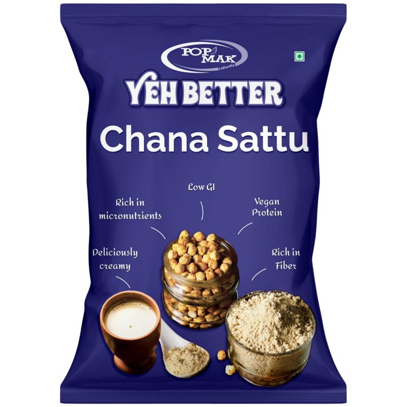 Popmak Chana Sattu Powder | 100% Natural, Gluten-Free & High Protein (500g)