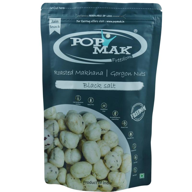 POPMAK Roasted & Flavoured Makhana – Black Salt (55g) | Guilt free, Healthy Snack | Fox Nuts