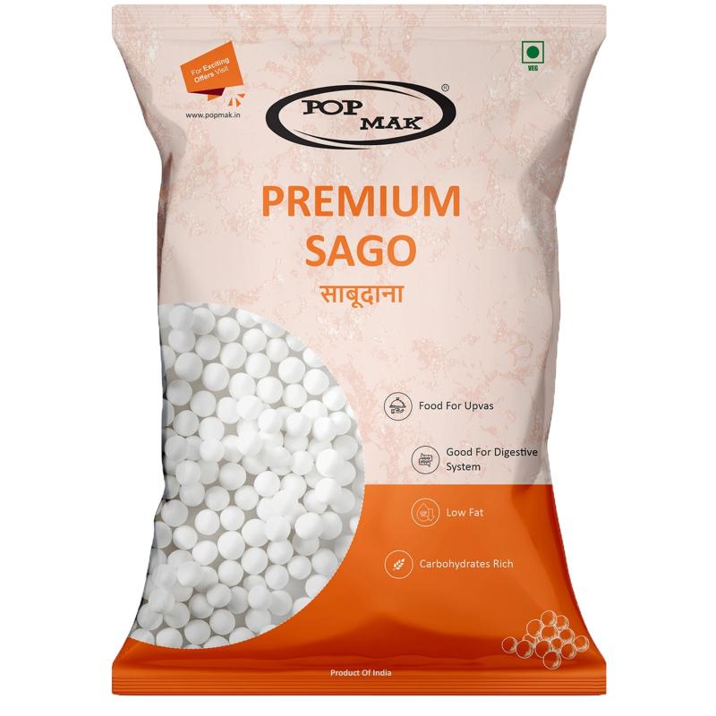 Popmak Premium 100% Natural Gluten-Free Sabudana (Tapioca Pearls / Sago) Fasting Snack– 500g Pack