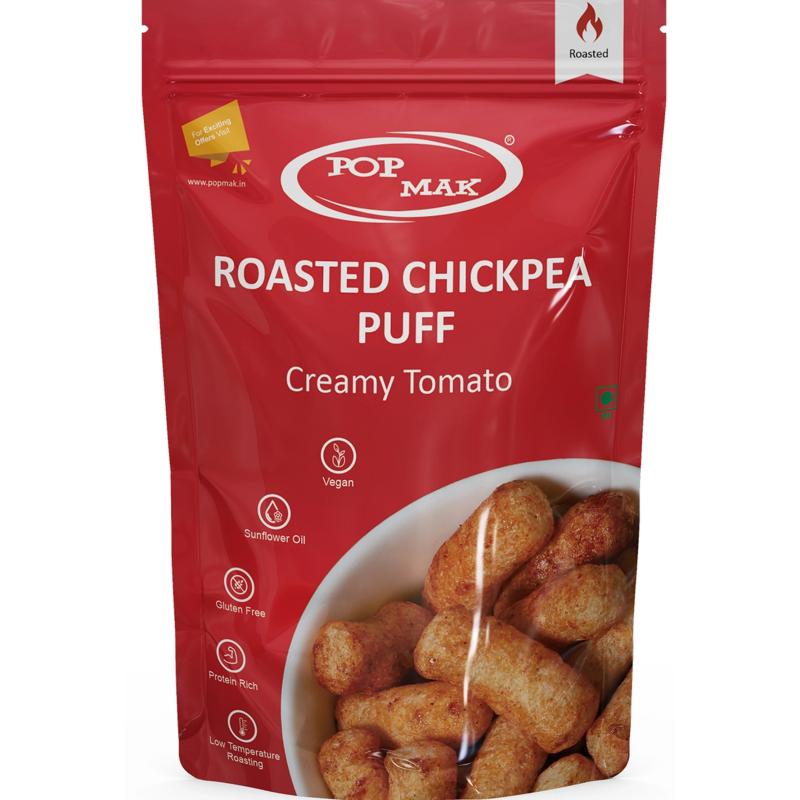 POPMAK Roasted Chick Pea Puffs – Creamy Tomato | Healthy Snack