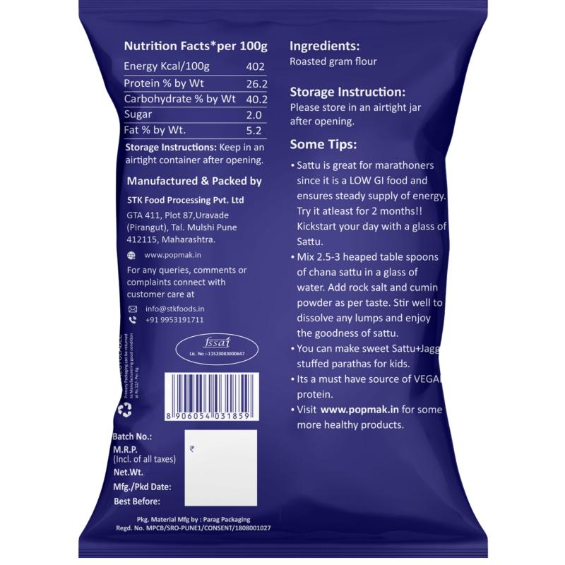 Popmak Chana Sattu Powder | 100% Natural, Gluten-Free & High Protein (500g)