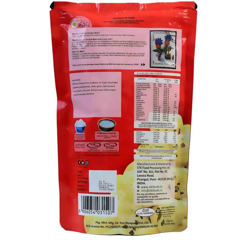 Popmak Spanish Tomato Roasted & Falvoured Makhana – Crunchy & Healthy Fox Nuts Snack