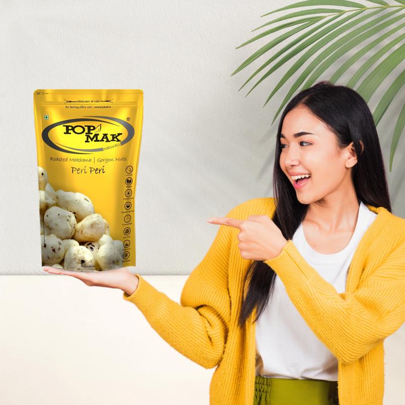 Popmak Peri Peri Roasted & Flavoured Makhana | Fox Nuts for Healthy Snacking (55 g)