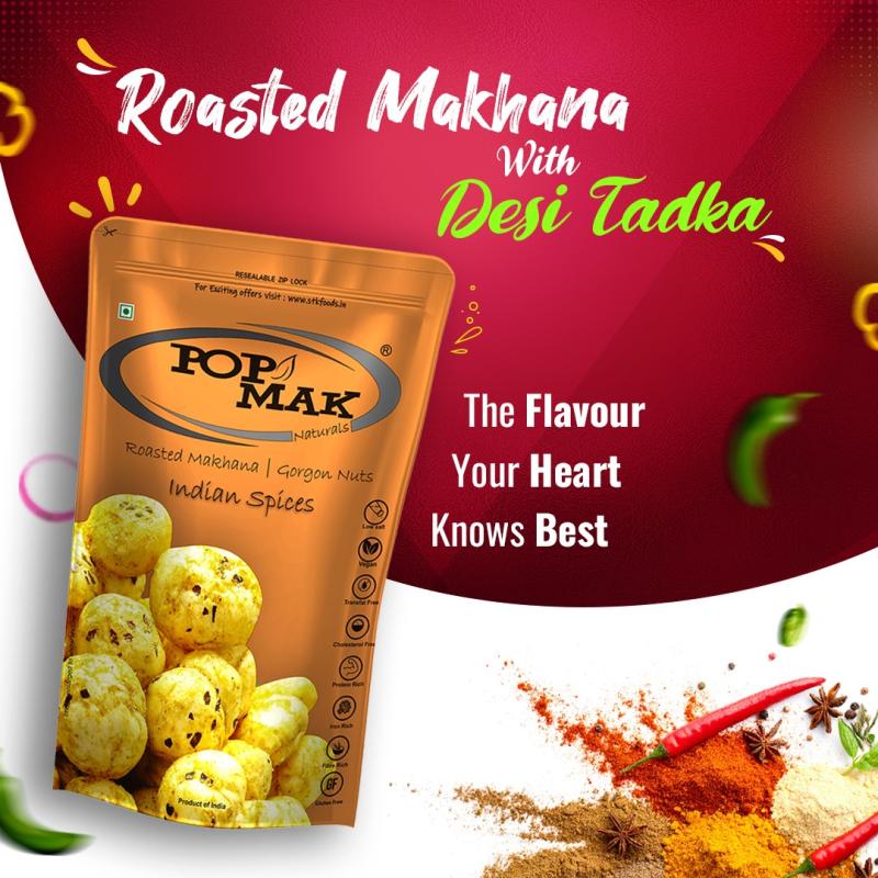 Popmak Roasted & Flavoured Makhana – Indian Spices, 80g  Crunchy | Flavourful | Guilt-Free | Healthy Snack